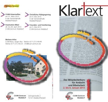 Klartext 2013.pdf - CVJM-Zentrum Walddorf