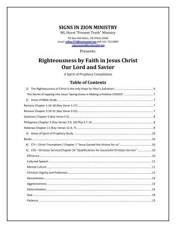 Righteousness by Faith in Jesus Christ Our Lord and Savior
