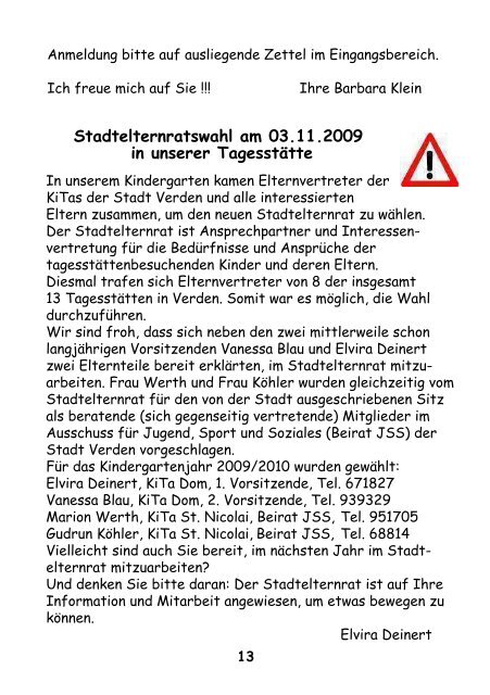 KINDERGARTEN- ZEITUNG Dezember 2009 - Domgemeinde Verden