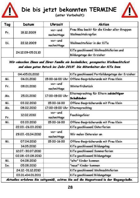 KINDERGARTEN- ZEITUNG Dezember 2009 - Domgemeinde Verden