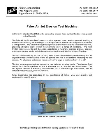 Falex Air Jet Erosion Test Machine - Falex Corporation