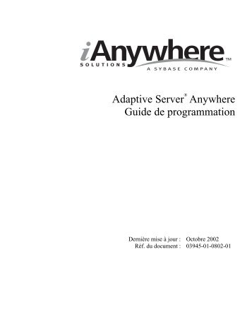 Adaptive Server Anywhere Guide de programmation - Sybase