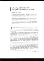 Reliability and validity of - James C. McCroskey