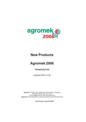 New Products Agromek 2006 - Agripress