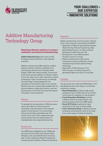Additive Manufacturing Technology Group - De Montfort University