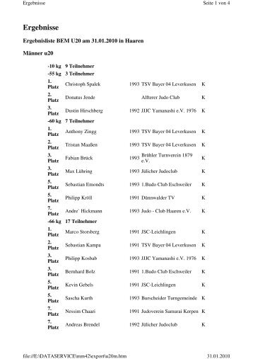 Ergebnisse u20m.pdf - Nordrhein-Westfälischer Judo-Verband e.V.