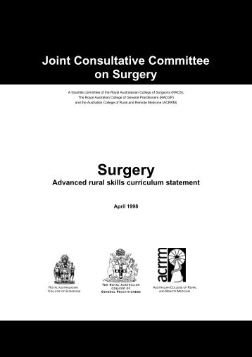 Joint Consultative Committee on Surgery - Australian College of ...