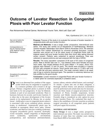 Outcome of Levator Resection in Congenital Ptosis with Poor ...