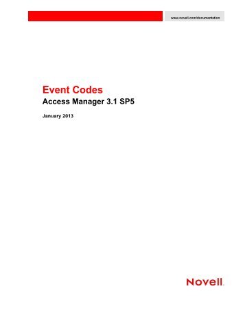Novell Access Manager 3.1 SP5 Event Codes - NetIQ