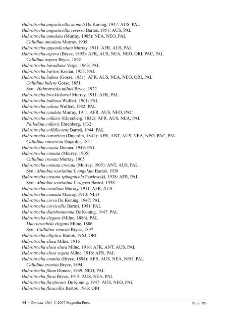 Zootaxa,Annotated checklist of the rotifers (Phylum Rotifera...