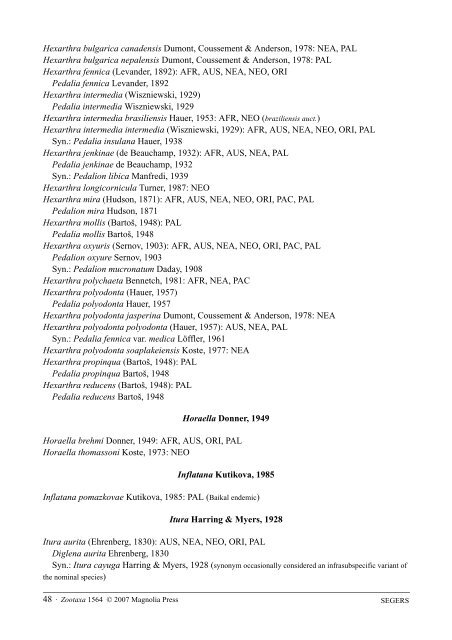 Zootaxa,Annotated checklist of the rotifers (Phylum Rotifera...