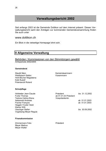 Verwaltungsbericht 2002 - Gemeinde Dottikon