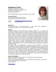 Magdalena Zimoń - the Department of Molecular Genetics