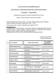 Lista uczniów zakwalifikowanych do konkursu matematycznego dla ...