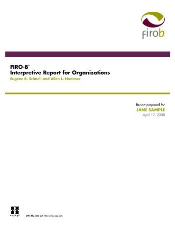 FIRO-B® Interpretive Report for Organizations