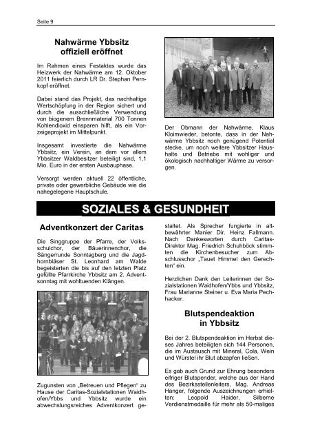 Amtliche Nachrichten Ausgabe 6/2011 - Marktgemeinde Ybbsitz