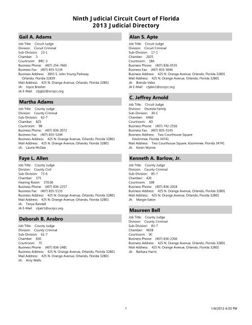 Download Pdf Version Of 2013 Directory Ninth Judicial Circuit