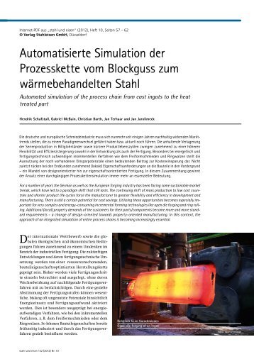 Automatisierte Simulation der Prozesskette vom Blockguss zum ...