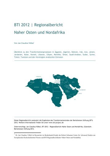 BTI 2012 | Regionalbericht Naher Osten und Nordafrika