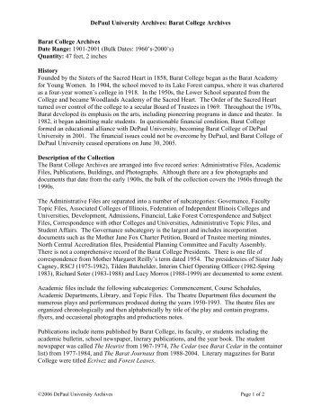 Barat College Archives - DePaul University Libraries