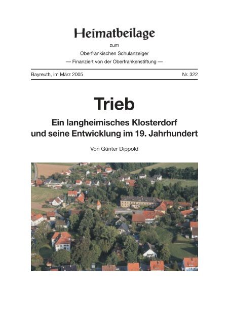 Trieb Ein langheimisches Klosterdorf und seine Entwicklung im 19 ...