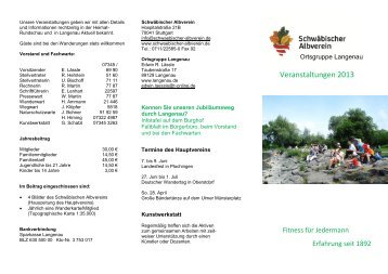 Flyer Schwäbischer Albverein Veranstaltungen 2013