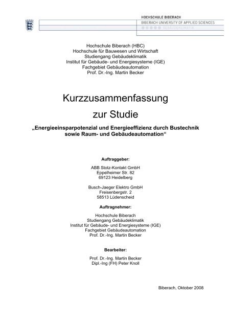 Kurzzusammenfassung zur Studie