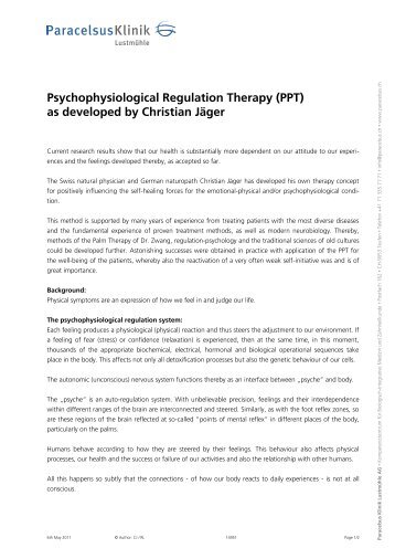 Psychophysiological Regulation Therapy (PPT) as developed by ...