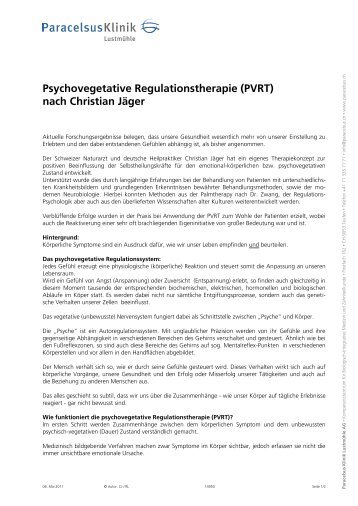 Psychovegetative Regulationstherapie (PVRT) nach Christian Jäger