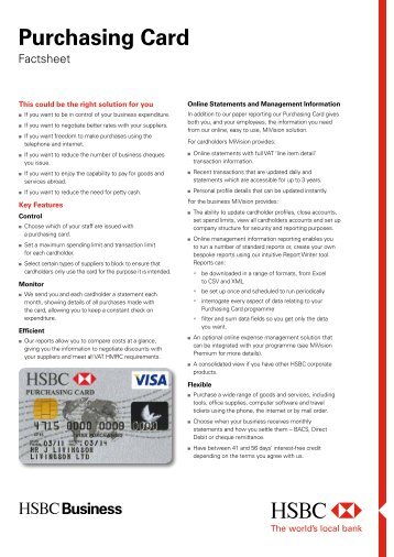 Purchasing Card - Business banking - HSBC