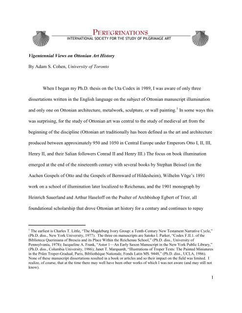 Vigentennial Views On Ottonian Art History Peregrinations