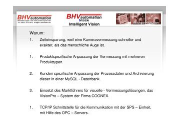 Beispiel: IVision Oberfläche - BHV-Automation