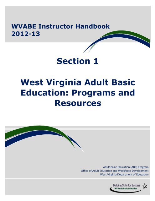 Section 1 West Virginia Adult Basic Education: Programs and ...