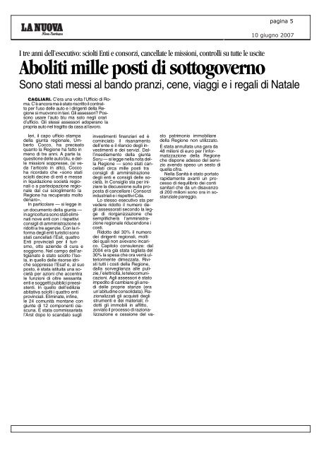 Scarica l'intera rassegna stampa di oggi - Regione Autonoma della ...