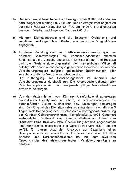 Honorarordnung 2012 - Kärntner Gebietskrankenkasse