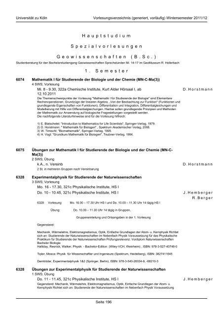 mathematisch-naturwissenschaftliche fakultät - koost - Universität zu ...