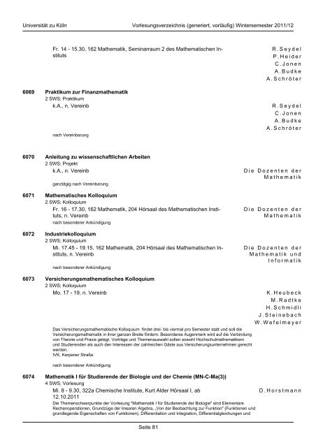 mathematisch-naturwissenschaftliche fakultät - koost - Universität zu ...