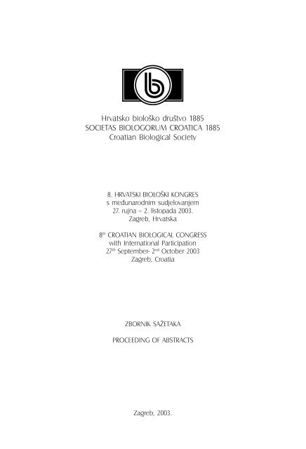 Zbornik sažetaka / Proceeding of abstracts (PDF, 3 MB - Hrvatsko ...