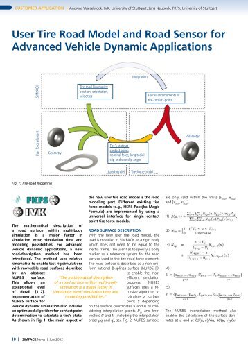user tire road Model and road Sensor for Advanced ... - SimPack