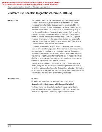 Substance Use Disorders Diagnostic Schedule (SUDDS-IV)