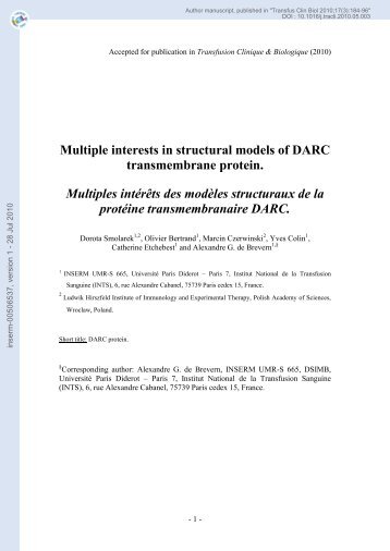 Multiple interests in structural models of DARC transmembrane ...