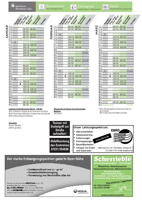 Abfuhrtermine - Kieselbronn