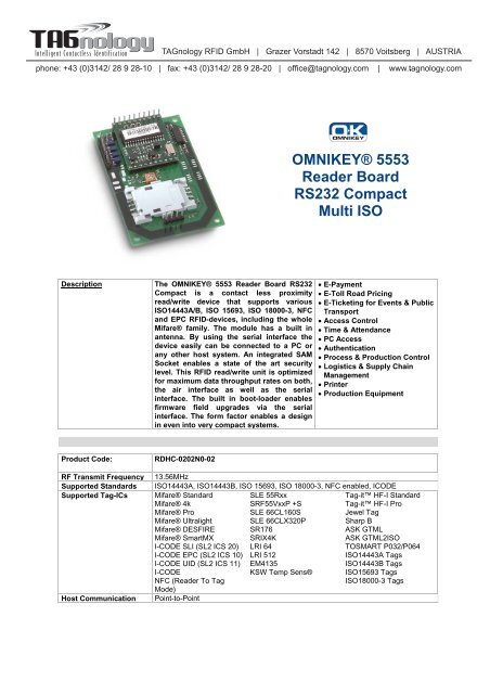 OMNIKEY® 5553 Reader Board RS232 Compact ... - RFID Webshop