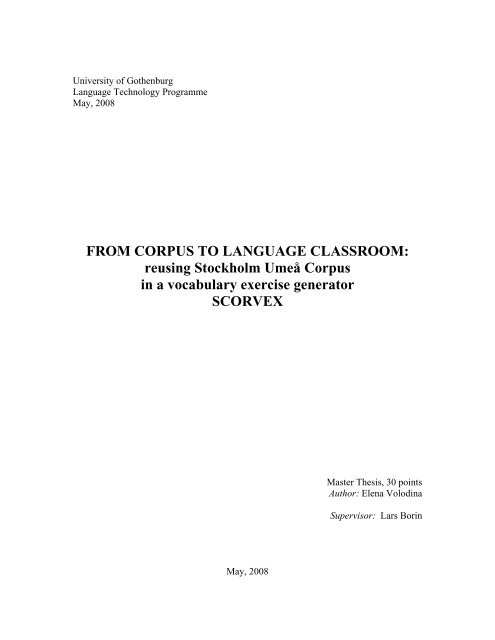 From Corpus to Language Classroom - Institutionen för filosofi ...