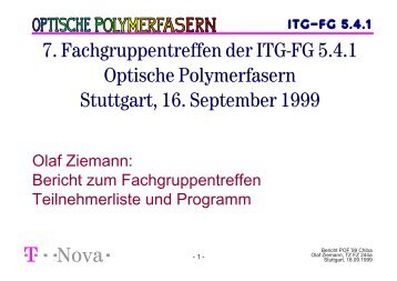 7. Fachgruppentreffen der ITG-FG 5.4.1 „Optische Polymerfasern ...