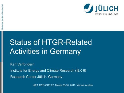 Status of HTGR-Related Activities in Germany - IAEA