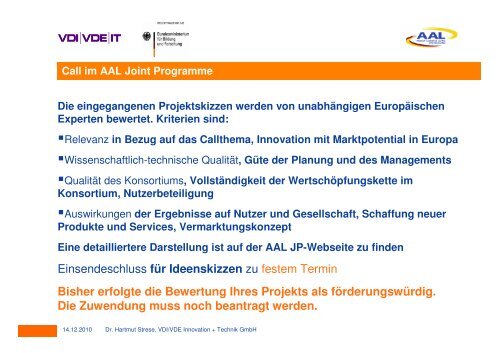 VDE Innovation+Technik GmbH Berlin - AAL