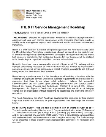 ITIL & IT Service Management Roadmap - Nouri Associates