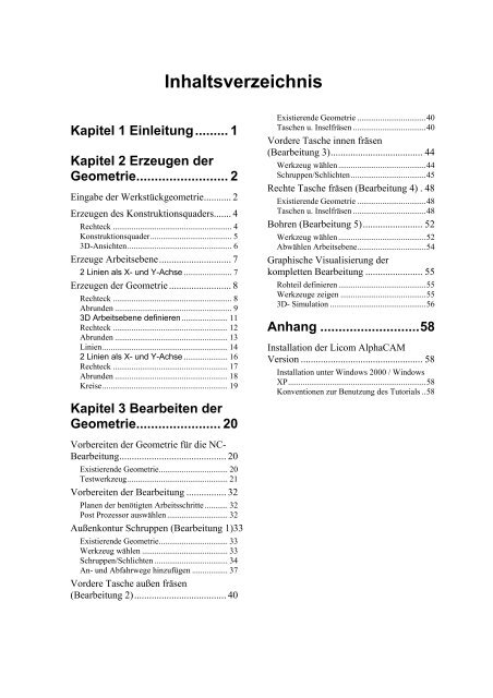 Kapitel 2 Erzeugen der Geometrie - AlphaCAM