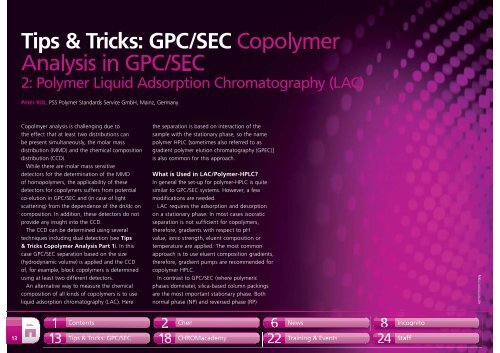 Tips & Tricks: GPC/SEC Copolymer Analysis in GPC/SEC - PSS